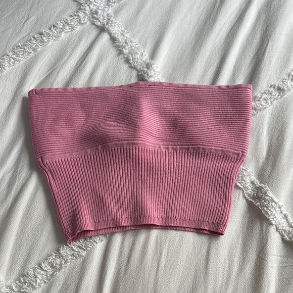 Dynamite Ribbed Pink Strapless Top - Picture 3 of 3